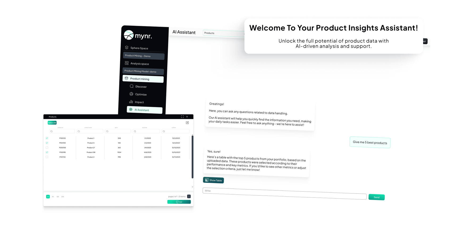MYNR Product Mining AI Assistent